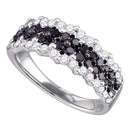 10kt White Gold Women's Round Black Color Enhanced Diamond Band Ring 1-1/10 Cttw - FREE Shipping (US/CAN)-Gold & Diamond Bands-5-JadeMoghul Inc.