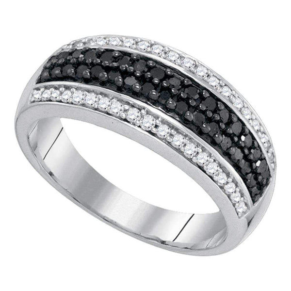 10kt White Gold Women's Round Black Color Enhanced Diamond Band Ring 1/2 Cttw - FREE Shipping (US/CAN)-Gold & Diamond Bands-5-JadeMoghul Inc.