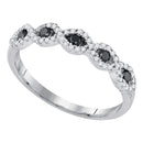 10kt White Gold Women's Round Black Color Enhanced Diamond Band Ring 1/3 Cttw - FREE Shipping (US/CAN)-Gold & Diamond Bands-5-JadeMoghul Inc.