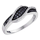 10kt White Gold Women's Round Black Color Enhanced Diamond Band Ring 1/4 Cttw - FREE Shipping (US/CAN)-Gold & Diamond Bands-5-JadeMoghul Inc.