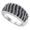 10kt White Gold Women's Round Black Color Enhanced Diamond Band Ring 3/8 Cttw - FREE Shipping (US/CAN)-Gold & Diamond Bands-5-JadeMoghul Inc.