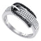 10kt White Gold Women's Round Black Color Enhanced Diamond Belt Buckle Band Ring 1-4 Cttw - FREE Shipping (US/CAN)-Gold & Diamond Bands-JadeMoghul Inc.