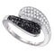 10kt White Gold Women's Round Black Color Enhanced Diamond Bypass Band Ring 1/2 Cttw - FREE Shipping (US/CAN)-Gold & Diamond Fashion Rings-8-JadeMoghul Inc.