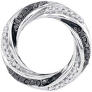 10kt White Gold Women's Round Black Color Enhanced Diamond Circle Pendant 1-4 Cttw - FREE Shipping (US/CAN)-Gold & Diamond Pendants & Necklaces-JadeMoghul Inc.