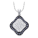 10kt White Gold Women's Round Black Color Enhanced Diamond Cluster Pendant 1.00 Cttw - FREE Shipping (US/CAN)-Gold & Diamond Pendants & Necklaces-JadeMoghul Inc.