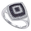 10kt White Gold Women's Round Black Color Enhanced Diamond Cluster Ring 1/3 Cttw - FREE Shipping (US/CAN)-Gold & Diamond Fashion Rings-5-JadeMoghul Inc.