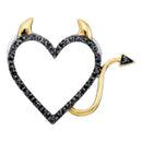 10kt White Gold Women's Round Black Color Enhanced Diamond Devil Naughty Heart Pendant 1-12 Cttw - FREE Shipping (US/CAN)-Gold & Diamond Pendants & Necklaces-JadeMoghul Inc.