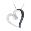 10kt White Gold Women's Round Black Color Enhanced Diamond Heart Love Pendant 1-6 Cttw - FREE Shipping (US/CAN)-Gold & Diamond Pendants & Necklaces-JadeMoghul Inc.