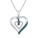 10kt White Gold Women's Round Black Color Enhanced Diamond Heart Pendant 1-6 Cttw - FREE Shipping (US/CAN)-Gold & Diamond Pendants & Necklaces-JadeMoghul Inc.