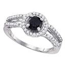 10kt White Gold Women's Round Black Color Enhanced Diamond Solitaire Bridal Wedding Engagement Ring 1-1/20 Cttw - FREE Shipping (US/CAN)-Gold & Diamond Engagement & Anniversary Rings-5-JadeMoghul Inc.