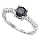 10kt White Gold Women's Round Black Color Enhanced Diamond Solitaire Bridal Wedding Engagement Ring 1.00 Cttw - FREE Shipping (USA/CAN)-Gold & Diamond Engagement & Anniversary Rings-5-JadeMoghul Inc.