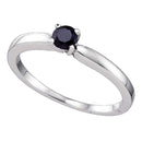 10kt White Gold Women's Round Black Color Enhanced Diamond Solitaire Bridal Wedding Engagement Ring 1/4 Cttw - FREE Shipping (US/CAN)-Gold & Diamond Promise Rings-5-JadeMoghul Inc.