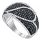 10kt White Gold Women's Round Black Color Enhanced Diamond Stripe Band Ring 1-1/10 Cttw - FREE Shipping (US/CAN)-Gold & Diamond Bands-6-JadeMoghul Inc.