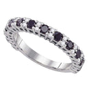 10kt White Gold Women's Round Black Color Enhanced Diamond Wedding Band Ring 1.00 Cttw - FREE Shipping (US/CAN)-Gold & Diamond Wedding Jewelry-5-JadeMoghul Inc.