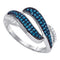 10kt White Gold Women's Round Blue Color Enhanced Diamond Bypass Double Row Band 1-3 Cttw - FREE Shipping (US/CAN)-Gold & Diamond Fashion Rings-JadeMoghul Inc.