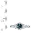 10kt White Gold Women's Round Blue Color Enhanced Diamond Cluster Ring 1/4 Cttw - FREE Shipping (US/CAN)-Gold & Diamond Cluster Rings-6-JadeMoghul Inc.