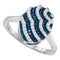 10kt White Gold Women's Round Blue Color Enhanced Diamond Oval Stripe Cluster Ring 1/3 Cttw - FREE Shipping (US/CAN)-Gold & Diamond Fashion Rings-5-JadeMoghul Inc.