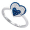 10kt White Gold Women's Round Blue Color Enhanced Diamond Small Heart Cluster Ring 1/10 Cttw - FREE Shipping (US/CAN)-Gold & Diamond Heart Rings-5-JadeMoghul Inc.