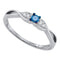 10kt White Gold Women's Round Blue Color Enhanced Diamond Solitaire Promise Bridal Ring 1/8 Cttw - FREE Shipping (US/CAN)-Gold & Diamond Promise Rings-5-JadeMoghul Inc.