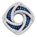 10kt White Gold Women's Round Blue Color Enhanced Diamond Square Pendant 1-2 Cttw - FREE Shipping (US/CAN)-Gold & Diamond Pendants & Necklaces-JadeMoghul Inc.