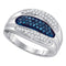 10kt White Gold Women's Round Blue Color Enhanced Diamond Triple Row Band 3/8 Cttw - FREE Shipping (US/CAN)-Gold & Diamond Bands-6-JadeMoghul Inc.