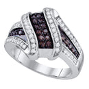 10kt White Gold Women's Round Brown Color Enhanced Diamond Crossover Ring 1/2 Cttw - FREE Shipping (US/CAN)-Gold & Diamond Bands-5-JadeMoghul Inc.