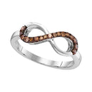 10kt White Gold Women's Round Brown Color Enhanced Diamond Infinity Ring 1/5 Cttw - FREE Shipping (US/CAN)-Gold & Diamond Rings-5-JadeMoghul Inc.