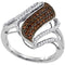 10kt White Gold Women's Round Cognac-brown Color Enhanced Diamond Cluster Openwork Strand Ring 1-2 Cttw - FREE Shipping (US/CAN)-Gold & Diamond Fashion Rings-JadeMoghul Inc.