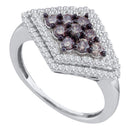 10kt White Gold Women's Round Cognac-brown Color Enhanced Diamond Diagonal Cluster Ring 3/4 Cttw - FREE Shipping (US/CAN)-Rings And Bands-5-JadeMoghul Inc.