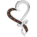 10kt White Gold Women's Round Cognac-brown Color Enhanced Diamond Heart Love Pendant 1-10 Cttw - FREE Shipping (US/CAN)-Gold & Diamond Pendants & Necklaces-JadeMoghul Inc.