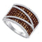 10kt White Gold Women's Round Cognac-brown Color Enhanced Diamond Stripe Band Ring 1.00 Cttw - FREE Shipping (US/CAN)-Gold & Diamond Bands-6-JadeMoghul Inc.