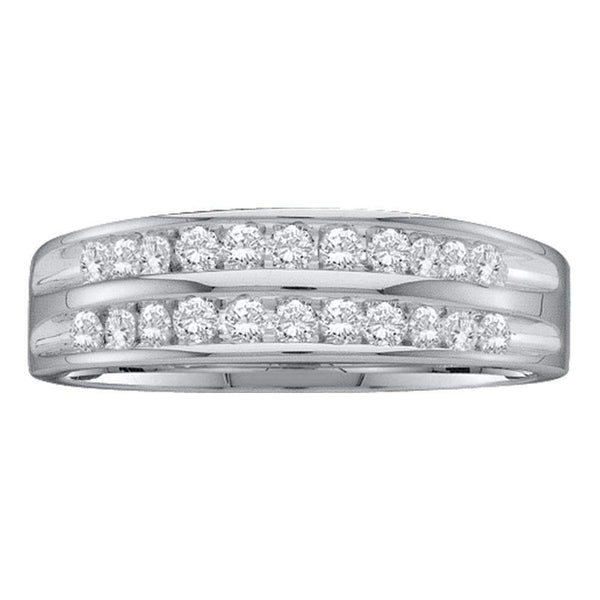 10kt White Gold Women's Round Diamond 2-Row Fashion Band Ring 1/4 Cttw - FREE Shipping (US/CAN)-Gold & Diamond Bands-5.5-JadeMoghul Inc.