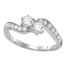 10kt White Gold Womens Round Diamond 2-stone Bridal Wedding Engagement Ring 5-8 Cttw-Gold & Diamond Engagement & Anniversary Rings-JadeMoghul Inc.
