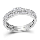 10kt White Gold Women's Round Diamond 2-Stone Bridal Wedding Engagement Ring Band Set 1/2 Cttw - FREE Shipping (US/CAN)-Wedding Jewelry-5.5-JadeMoghul Inc.