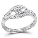 10kt White Gold Women's Round Diamond 2-Stone Bridal Wedding Engagement Ring Band Set 1/2 Cttw - FREE Shipping (US/CAN)-Wedding Jewelry-6-JadeMoghul Inc.