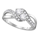 10kt White Gold Women's Round Diamond 2-stone Hearts Together Bridal Wedding Engagement Ring 5/8 Cttw - FREE Shipping (US/CAN) (Certified)-Wedding Jewelry-5-JadeMoghul Inc.