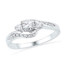 10kt White Gold Women's Round Diamond 3-stone Bridal Wedding Engagement Ring 1/2 Cttw - FREE Shipping (US/CAN)-Gold & Diamond Engagement & Anniversary Rings-6.5-JadeMoghul Inc.