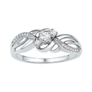 10kt White Gold Women's Round Diamond 3-stone Bridal Wedding Engagement Ring 1/4 Cttw - FREE Shipping (US/CAN)-Wedding Jewelry-5-JadeMoghul Inc.