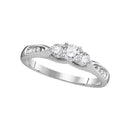 10kt White Gold Women's Round Diamond 3-stone Bridal Wedding Engagement Ring 3/8 Cttw - FREE Shipping (US/CAN)-Gold & Diamond Engagement & Anniversary Rings-5-JadeMoghul Inc.