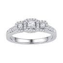 10kt White Gold Women's Round Diamond 3-stone Bridal Wedding Engagement Ring 3/8 Cttw - FREE Shipping (US/CAN)-Gold & Diamond Engagement & Anniversary Rings-5-JadeMoghul Inc.