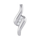 10kt White Gold Women's Round Diamond 3-stone Pendant 1-6 Cttw - FREE Shipping (US/CAN)-Gold & Diamond Pendants & Necklaces-JadeMoghul Inc.