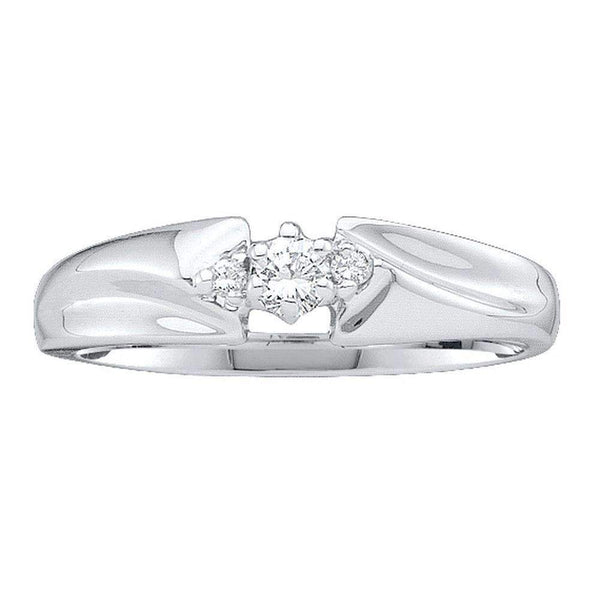 10kt White Gold Women's Round Diamond 3-stone Promise Bridal Ring 1/10 Cttw - FREE Shipping (US/CAN)-Gold & Diamond Promise Rings-5-JadeMoghul Inc.