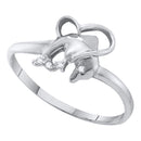 10kt White Gold Women's Round Diamond-accent Dolphin Heart Ring .02 Cttw - FREE Shipping (US/CAN)-Gold & Diamond Rings-5-JadeMoghul Inc.