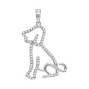 10kt White Gold Women's Round Diamond Animal Dog Puppy Pendant 1-5 Cttw - FREE Shipping (US/CAN)-Gold & Diamond Pendants & Necklaces-JadeMoghul Inc.