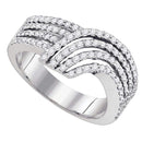 10kt White Gold Women's Round Diamond Band Striped Ring 3/4 Cttw - FREE Shipping (US/CAN)-Rings And Bands-5-JadeMoghul Inc.