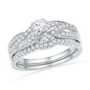 10kt White Gold Women's Round Diamond Bridal Wedding Engagement Ring Band Set 1/2 Cttw - FREE Shipping (US/CAN)-Wedding Jewelry-5-JadeMoghul Inc.
