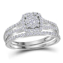 10kt White Gold Women's Round Diamond Bridal Wedding Engagement Ring Band Set 1/2 Cttw - FREE Shipping (US/CAN)-Wedding Jewelry-5-JadeMoghul Inc.