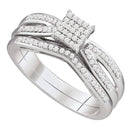 10kt White Gold Women's Round Diamond Bridal Wedding Engagement Ring Band Set 1/4 Cttw - FREE Shipping (US/CAN)-Wedding Jewelry-7-JadeMoghul Inc.