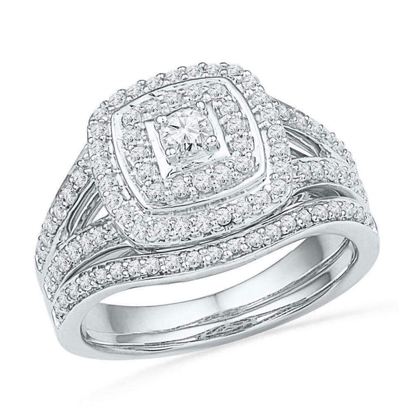 10kt White Gold Women's Round Diamond Bridal Wedding Engagement Ring Band Set 5-8 Cttw - FREE Shipping (US/CAN)-Gold & Diamond Wedding Ring Sets-JadeMoghul Inc.