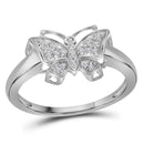 10kt White Gold Women's Round Diamond Butterfly Bug Cluster Fashion Ring 1/12 Cttw - FREE Shipping (US/CAN)-Rings And Bands-6-JadeMoghul Inc.